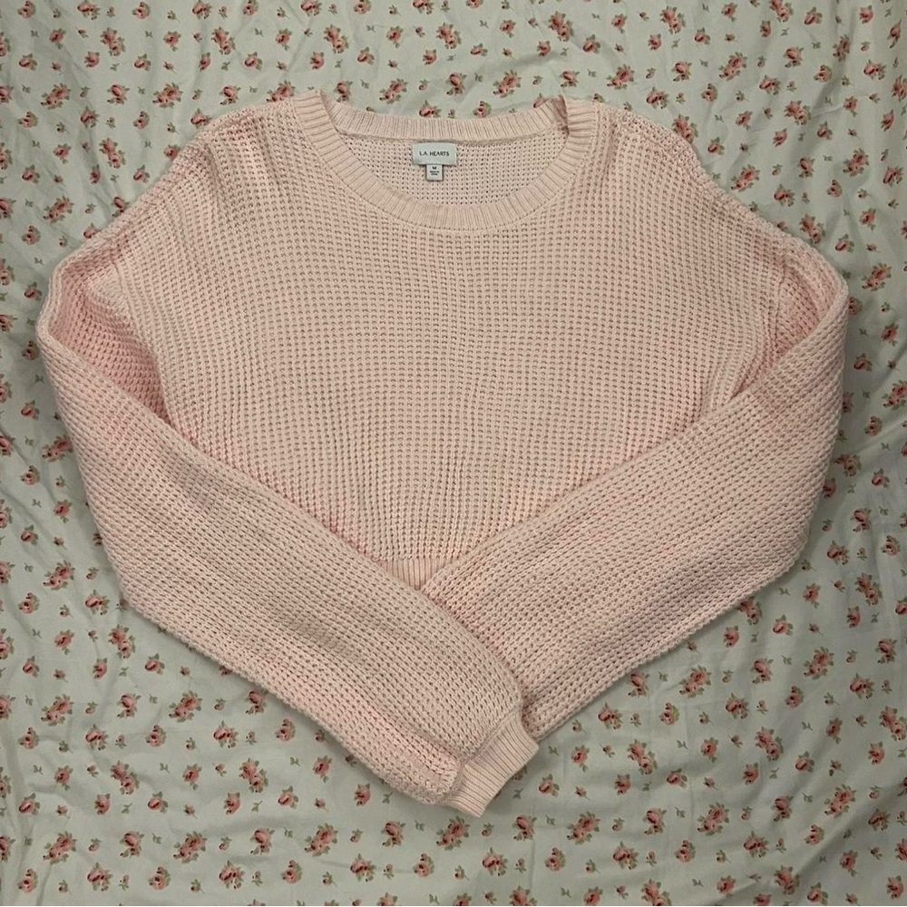 La Hearts Soft Pink Crew Neck Sweater